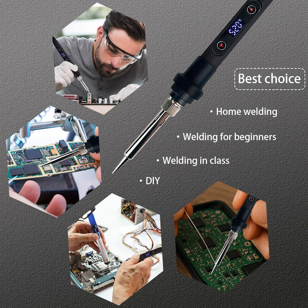 WellerMan Soldering Iron Kit 80W – LCD Digital Adjustable Temperature Soldering Tool Set with 5 Precision Tips, Desoldering Pump, Solder Wire, Stand for DIY, Electrical Repairs, and Metal Work WellerMan