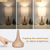 Dimmable Small Table Lamp, Bedside Lamps Touch Control for Bedrooms Nightstand with Wood Grain Base, Desk Lamp Night Light for Office Living Room, 9W 3000K LED Bulb Included Boncoo