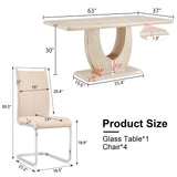 JUFU Modern Wooden Dining Table Set for 6,Rectangula Kitchen Table Set with Faux Marble Tabletop＆6 Pu Leather Upholstered Chairs Ideal for Dining Room, Kitchen JUFU