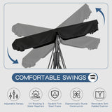 Esright Patio Swings Outdoor, 2-Seat Glider Porch Bench with Removable Cushion and Adjustable Shade, Swing Chairs for Garden, Poolside&Backyard, Black Esright