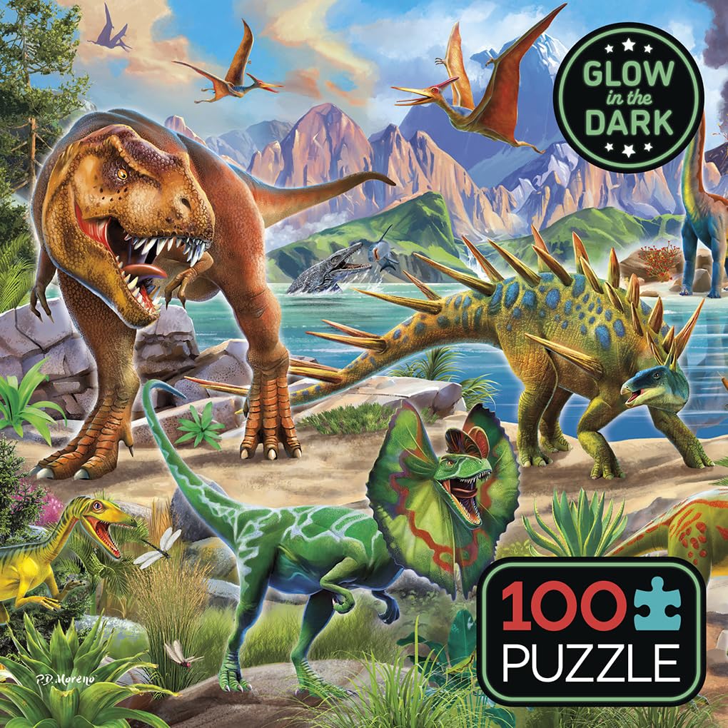 Ceaco - Glow in The Dark - Dinoland - 100 Piece Jigsaw Puzzle Ceaco