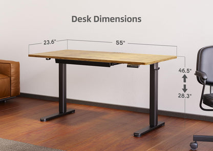 Claiks Standing Desk with Drawers, Stand Up Electric Standing Desk Adjustable Height, Sit Stand Desk Computer Workstation, 55 Inch, Rustic Brown - WoodArtSupply