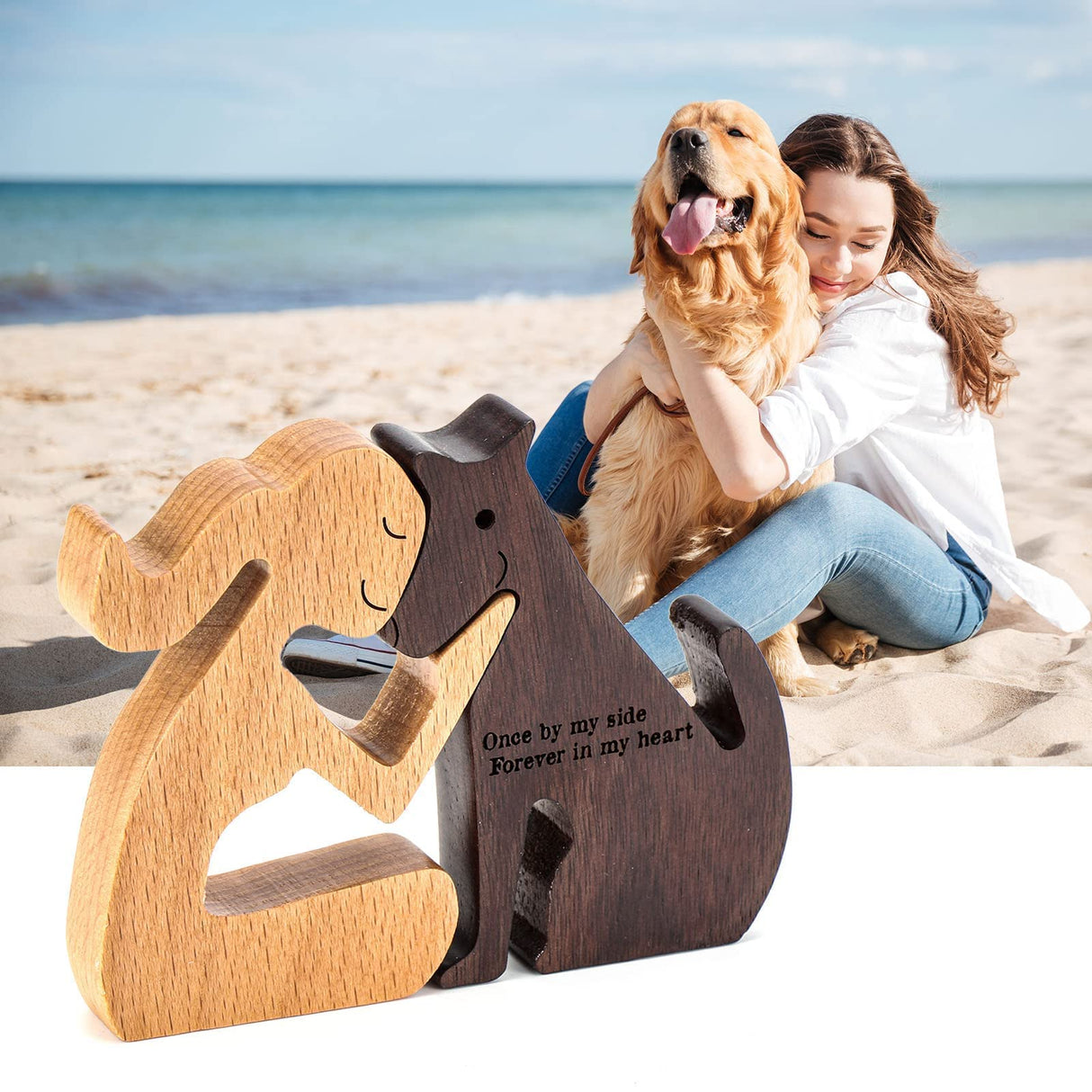 THYGIFTREE Dog Memorial Gifts for Women - Wooden Carving, Gifts for Loss of Dog - Once by My Side, Forever in My Heart THYGIFTREE
