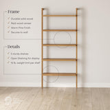Nathan James Beacon Bohemian 5 Tier Bookshelf, Wall Mounted Bookcase, Solid Wood Bookshelf in Warm Pine Nathan James