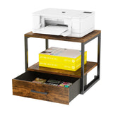Homeiju Printer Stand for Desk, 2 Tier Printer Stand with Storage,Printer Stand with Drawer,Multi-Purpose Desktop Printer Stand,Heavy Duty Desk Shelf/Desk Organizer for Home Office Homeiju