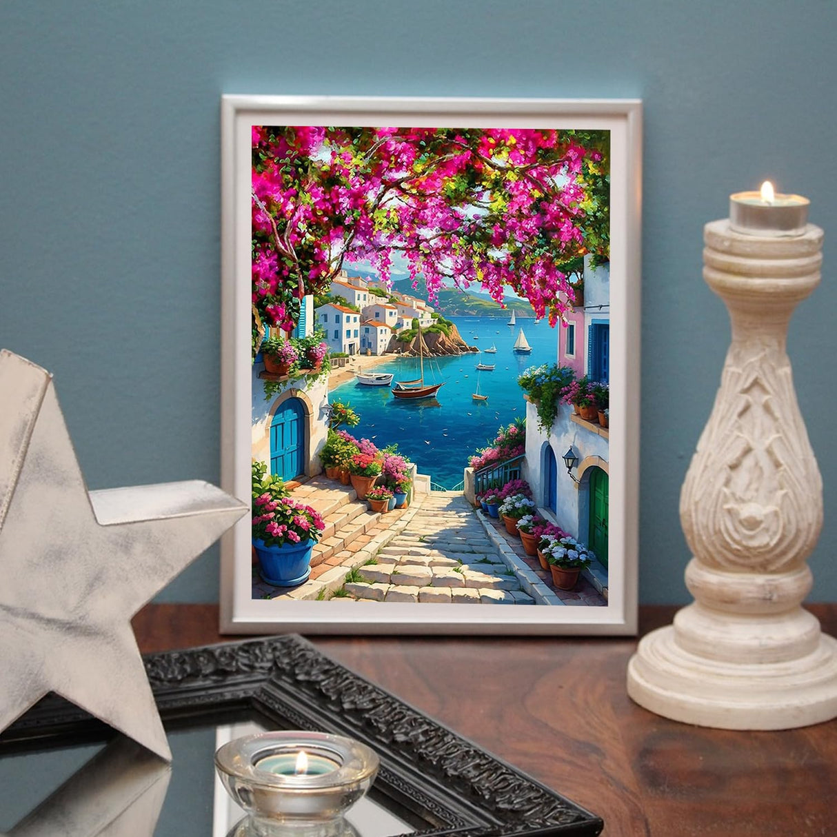 MBNTJHT DIY Scenery Diamond Art Kits for Adults Beginners,5D Full Round Drill Landscape Diamond Painting Kits for Adults,Flowers and Sea Gem Painting Art Crafts for Home Decor Gifts 12X16 Inch. MBNTJHT