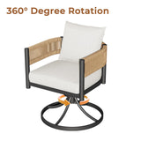 Grand patio 7-Piece Outdoor Dining Set for 6 with 1 Rectangle Expandable Table for 4-6 Person, Metal Woven Wicker Swivel Patio Chairs with Thickened Cushions for Yard, Poolside, Deck (Natural) Grand patio