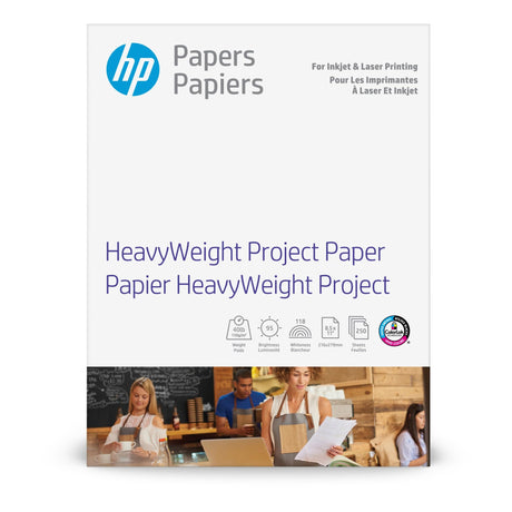 HP HeavyWeight Project Paper, Matte, 8.5x11 in, 40 lb, 250 sheets, works with inkjet, PageWide, laser printers (Z4R14A) HP