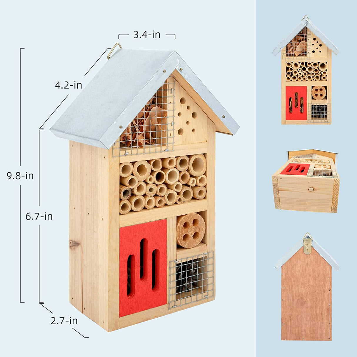 Niteangel Natural Wooden Insect Hotel, Garden Insect House for Ladybugs, lacewings, Butterfly, Bee, Bug Niteangel