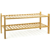 Brookstone, 2 Tier Bamboo Shoe Rack, Minimalistic Boho Wooden Shoe Organizer, Efficiently Fits 6 Pairs, Sustainable & Eco-Friendly for Small Spaces Brookstone