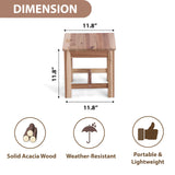VICTORY RELAX 12 Inch Wooden Step Stool, Small Nature Beach Chair Under Desk, Indoor Acacia Wood Short Footstool for Living Room, Kitchen, Bathroom VICTORY RELAX