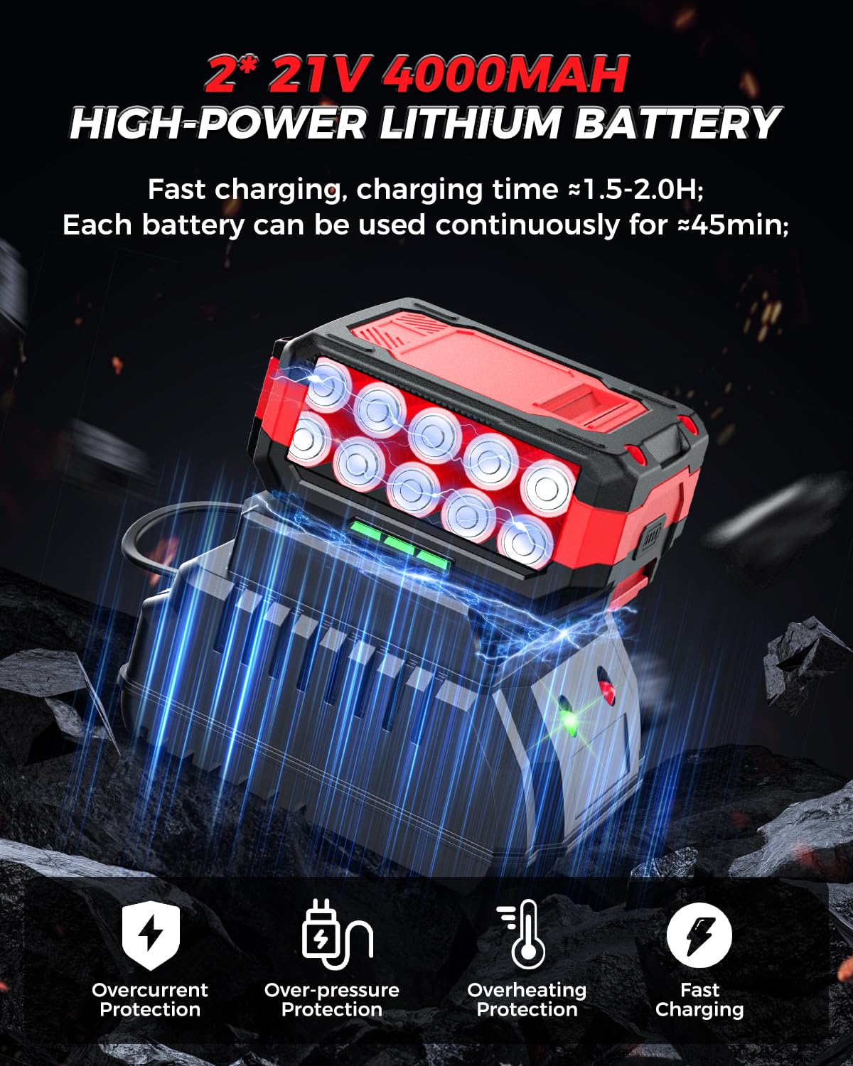 Cordless Impact Wrench, 1200Nm(900 Ft-lbs)1/2" Brushless Impact Gun, 2x4.0AH Batteries Electric Impact Motor Variable Speeds, 21V High Torque Power Impact Driver Ideal for Car, DIY, and Truck RV/Mower Eioehtl