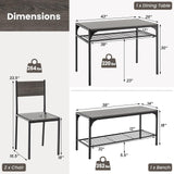 Tangkula Dining Table Set for 4, Kitchen Table and 2 Chairs for 4 with Bench, Additonal Storage Rack, 4 Piece Dining Table Set for Small Space, Apartment Tangkula