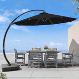 AreShark 7 Piece Patio Dining Set with 11ft Patio Umbrella (Black), 7 Gray Outdoor HDPE Dining Set with 6 Chairs + 1 Large Table with 2" Umbrella Hole, for Market, Pool, Garden, Backyard, Deck AreShark