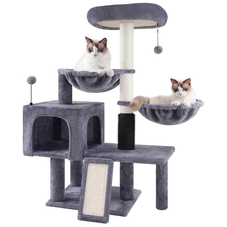 ROYPET Multi Level Cat Trees with Cat Houses Hammock ScratchingPosts,Grey … Roypet