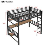 Harper & Bright Designs Full Size Metal Loft Bunk Bed Frame with Desk, Storage Shelf and LED Lights, Heavy-Duty Steel Full Loft Bedframe for Adults Kids Teens, Black Harper & Bright Designs