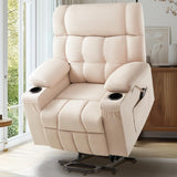 Jocisland Large Power Lift Recliner Chairs for Adults, Lazy Boy Reclining Chair for Elderly, Electric Recliners Sofa with Cupholder, Remote Control, Side Pockets for Living Room Bedroom (Beige) Jocisland