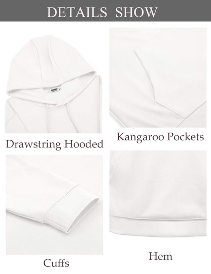 COOFANDY Men's Workout Hoodie Lightweight Gym Athletic Sweatshirt Plain Pullover Hooded Sweatshirt with Kangaoo Pocket White