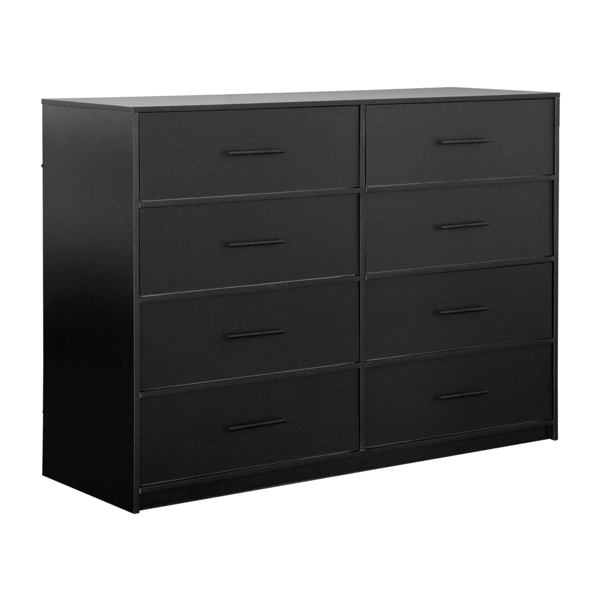 Modern 8-Drawer Dresser with Spacious Storage,Sturdy Wood Frame, and Large Capacity Drawers, Dressers for Bedroom, Home Organization Storage for Living Room or Hallway, Black Techni Home