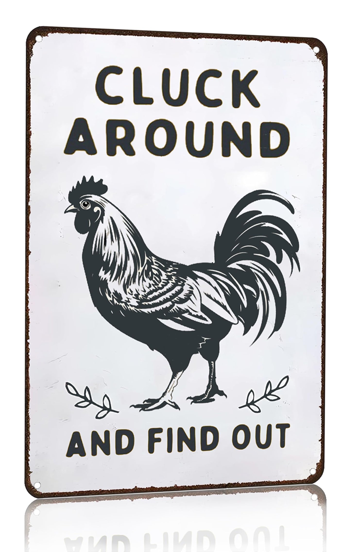 Smilelife Funny Chicken Gifts Chicken Cluck Around and Find Out Tin Sign for Home Farm Chicken Coop Farmhouse Kicthen Garden Decor 8 X 12 Inch (3020)