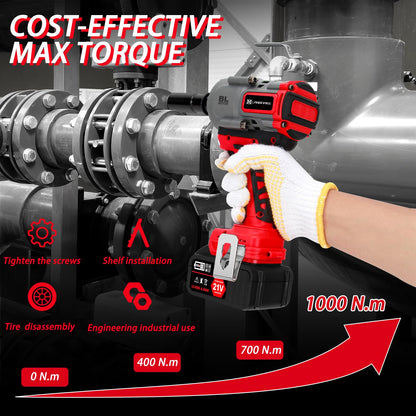 Canbrake 1000N.m(740ft-lbs) Cordless Impact Wrench,21V 1/2 Inch High Torque Impact Gun with 2 x 4.0Ah Batteries,Fast Charger & 5 Sockets,Electric Impact Variable Speeds for Car Truck Mower Ho - WoodArtSupply