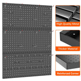 TORACK 3 PCS Metal Pegboard Panels for Wall Garage Utility Tools Storage Pegboard for Workbench, Shop, Modular Peg Board Tool Organizer Boards(Pack of 3, Black) TORACK