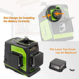 Huepar 3D Green Beam Self-Leveling Laser Level 3 x 360 Cross Line Three-Plane Leveling and Alignment Tool -Two 360 Vertical and One 360 Horizontal Line -Magnetic Pivoting Base GF360G Huepar