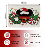 Croar Christmas Santa Placemats Set of 4, Xmas Wreath Peppermint Candy Dining Place Mats Table Decor, Winter Funny Holiday Home Kitchen Decoration 12 x 18 Inch Croar