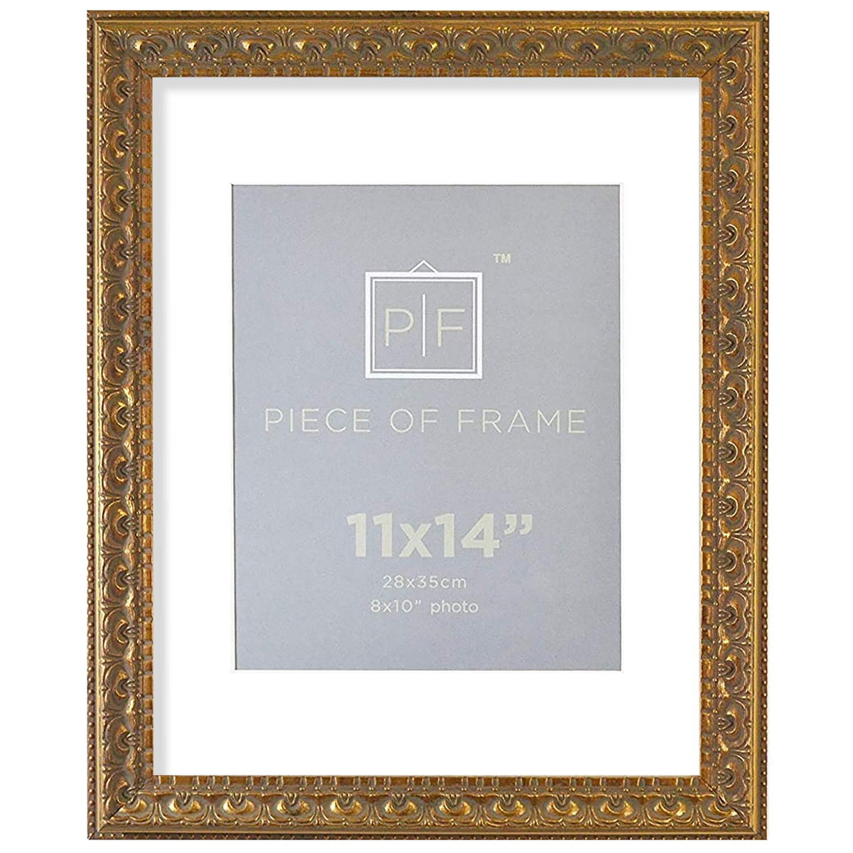 Golden State Art, 11x14 Ornate Finish Photo Frame, with White Mat for 8x10 Picture & Real Glass, Color: Bronze Golden State Art