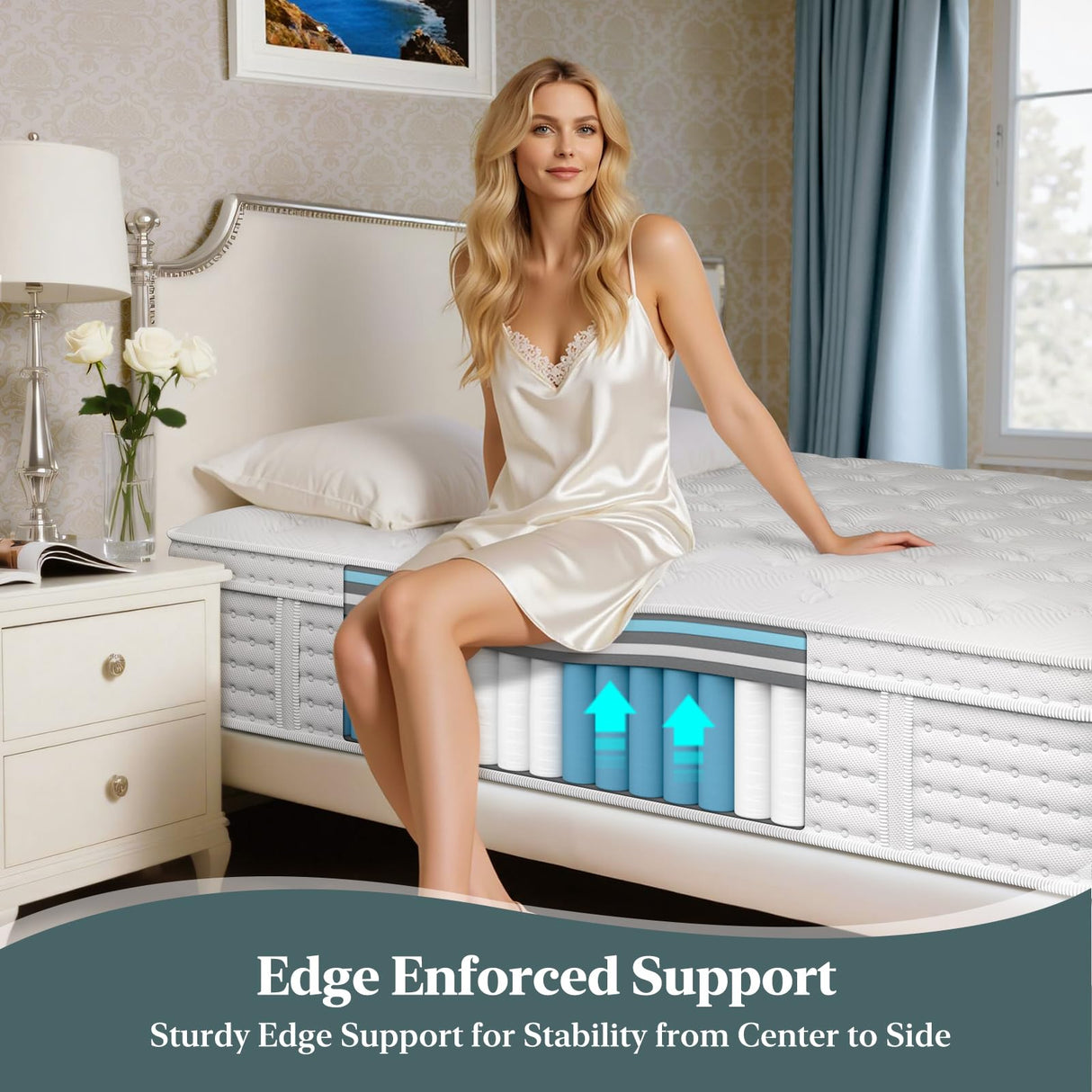 FP FLEXPEDIC Full Mattress, 14 Inch Cooling Gel Memory Foam Mattress, Breathable Hybrid Pocket Spring Firm 7-Zone Matelas, Pressure Relief, Fiberglass-Free & CertiPUR-US, No Odor FP FLEXPEDIC