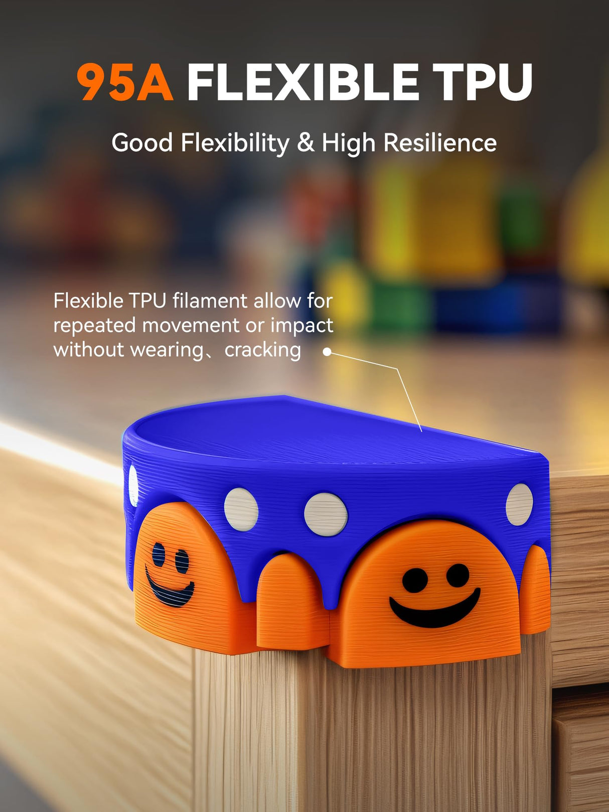 TECBEARS TPU Filament 1.75mm, 95A 3D Printer Filament, Flexible TPU Filament for Fast Printing, Dimensional Accuracy +/- 0.03mm, Fit Most FDM 3D Printers, Blue 1KG TECBEARS