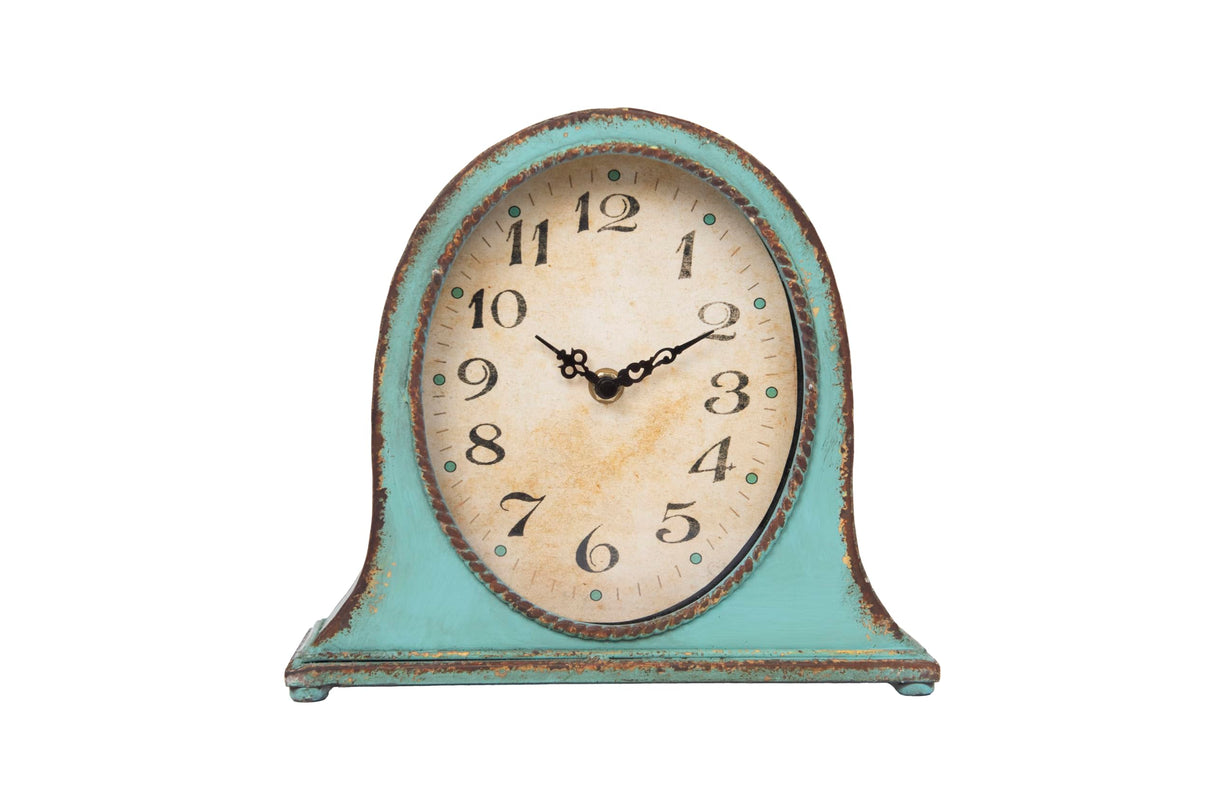 Creative Co-Op Metal Mantel Clock with Aqua Finish Creative Co-Op