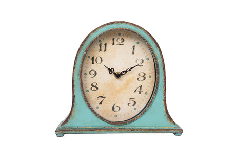 Creative Co-Op Metal Mantel Clock with Aqua Finish Creative Co-Op