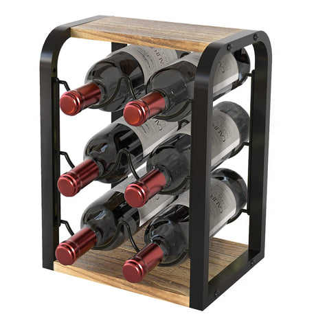 J JACKCUBE DESIGN Rustic Wood 6 Bottles Wine Rack for Countertop, 3 Tier Free Standing Wine Bottle Holder Stand Storage Organizer for Home Decor Bar, Cellar, Pantry, Cabinet- MK652A J JACKCUBE DESIGN