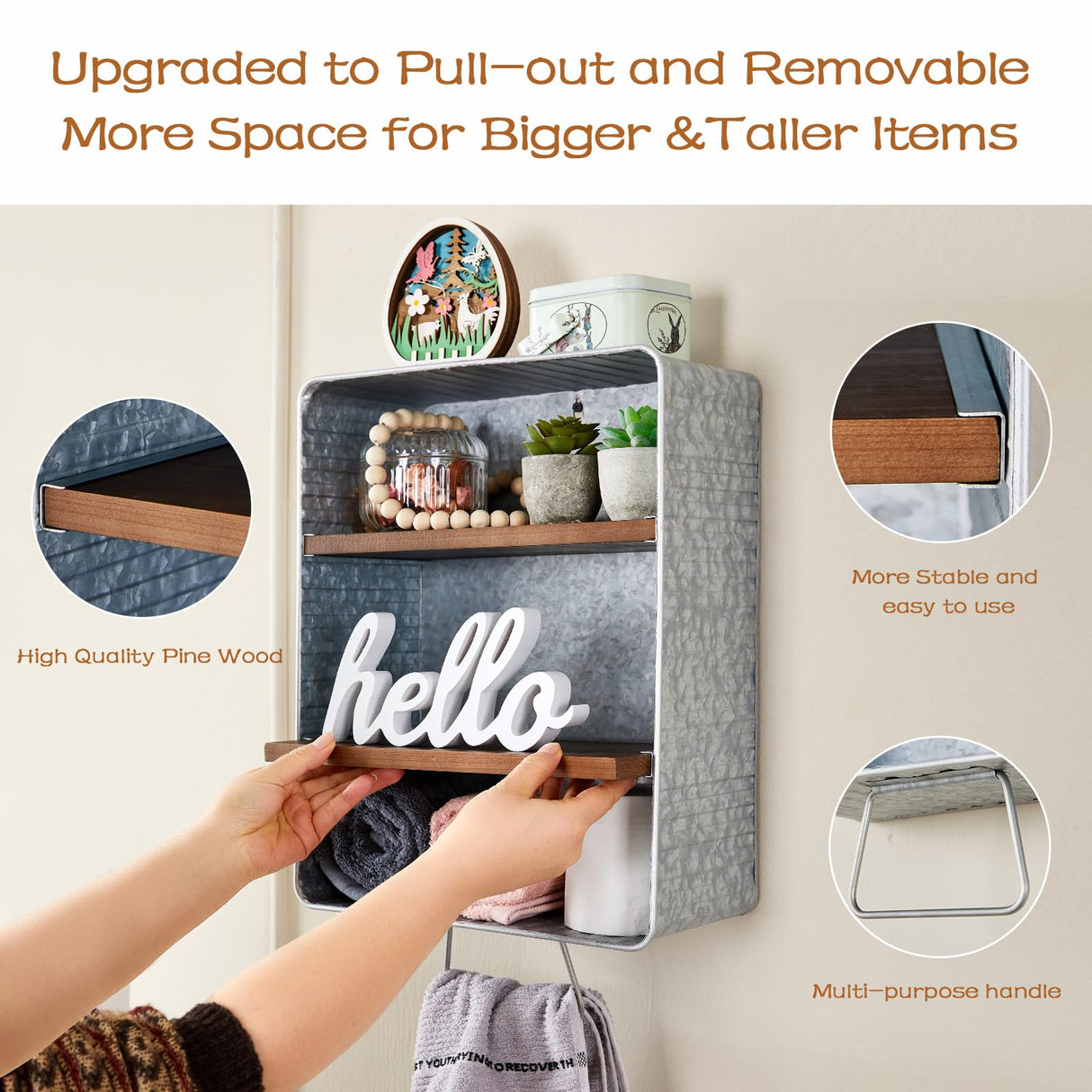 WOODEXPE Galvanized Wash Tub with Shelves Rustic Bathroom Decor Rustic Farmhouse Bathroom Shelf WOODEXPE