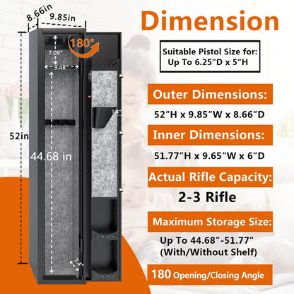 Karini 2-3 Gun Safe, Gun Safe for Rifles and Pistols, Rifle Safe,Gun Safe for Guns with Quick Access, Gun Safes for Rifles and Shotguns with Removable Gun Racks and Pockets - WoodArtSupply