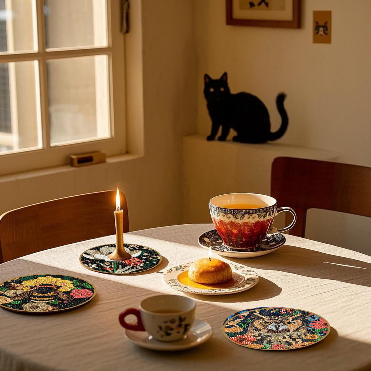 8 Pcs Insect Diamond Art Painting Coasters Kits,Moth Dragonfly Bee Coaster with Holder for Adults, Non-Slip DIY Dot Paint Craft Kits,5D Full Drill DIY Diamond Dot Gem Art Kit Home Decor Arts Craft NEGEKFKX