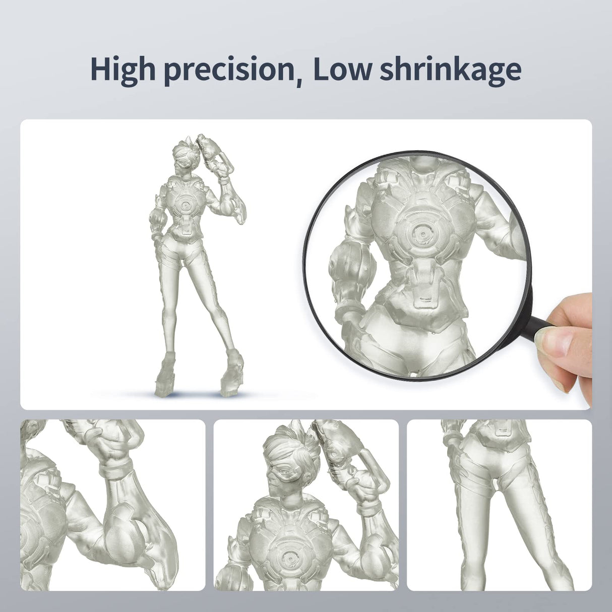 ANYCUBIC Tough Resin 2.0, 3D Printer Resin with Upgraded High Toughness and High Precision, 365-405nm Fast Curing 3D Resin for 4K 8K LCD/DLP/SLA 3D Printing (Clear, 1kg) ANYCUBIC