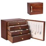 Kendal Wooden Jewelry Box for Women, Wooden Jewelry Organizer, 4-Layer Jewelry Organizer Box with Side Door, Single Door Jewelry Holder Organizer for Earrings, Necklaces, Rings Kendal