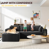 Mvpipi Boneless Couches for Living Room, L-Shaped Cloud Couch with Oversized Chaise, Modular Sectional Couch w/Deep Seat, Corduroy Comfy Sofa, No Assembly Couches for Bedroom & Apartment, Black Mvpipi