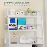 YITAHOME Cat Litter Box Enclosure with Storage Shelves, Indoor Large Litter Box Furniture Wooden Hidden Cat Cabinet Washroom Corner, White YITAHOME