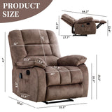 IOMOR Massage Recliner Chair with Heat and Massage, Soft Fabric Ergonomic Manual Reclining Chairs, Heavy Duty Reclining Sofa Chair with Side Pockets for Living Room (Tan) IOMOR