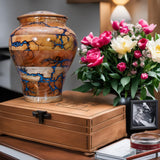 Generic Best Urn for Human Ashes Large Wooden urn for Cremation Adult urn Box for Ashes Personalized Wooden urn Burial urn for Funeral Wood Box (Large 200 lbs), Blue Resin, blueresin-01 Generic