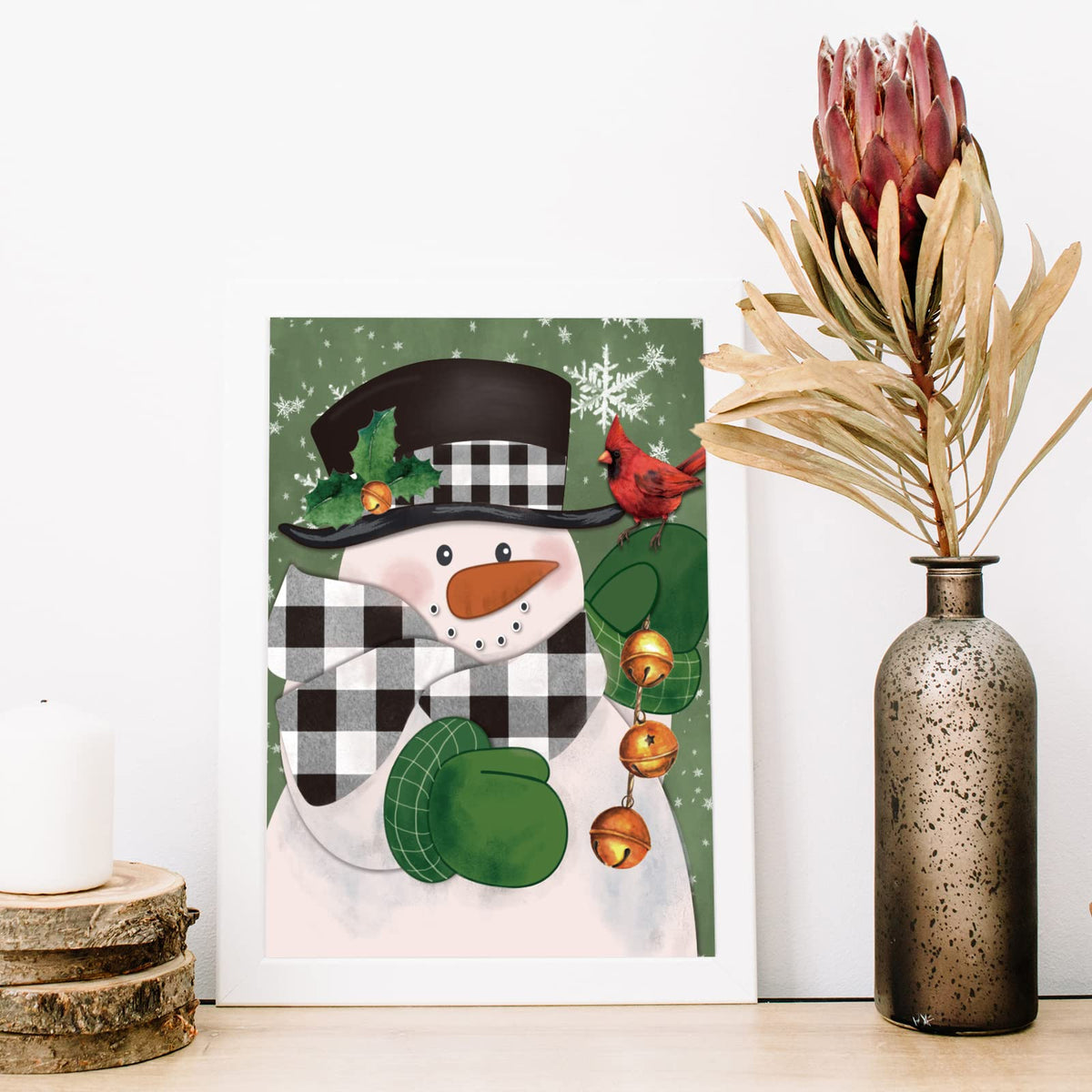Grehge s DIY Paint by Numbers 16 x 20 Inch Plaid Snowman Canvas Acrylic Filling Painting by Number Winter O AnyDesign
