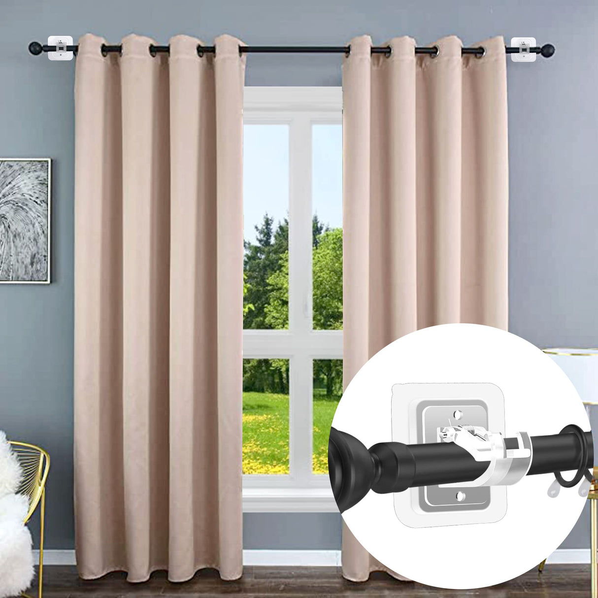 8PCS No Drill Curtain Rod Brackets No Drilling Self Adhesive Curtain Rod Holder Hooks Nail Free Adjustable Curtain Rod Hooks Curtain Hangers for Bathroom Kitchen Home Bathroom and Hotel (Transparent) Codoule