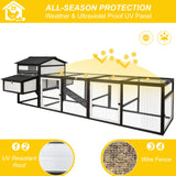 Ketive 116" Large Chicken Coop with Run, Outdoor Wooden Hen House for 3-5 Chickens, Poultry Cage with Nesting Boxes, 4 Perches, Leakproof Pull-Out Tray, Ramp, and Expandable Design for Small Animals ketive