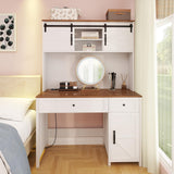 Zevemomo 47" Executive Desk, Computer Desk with Hutch, Farmhouse Desk with 3 Storage Cabinets, 2 Drawers & Built-in Charging Station, Writing Table for Office, Bedroom, Or Study Room-White Zevemomo