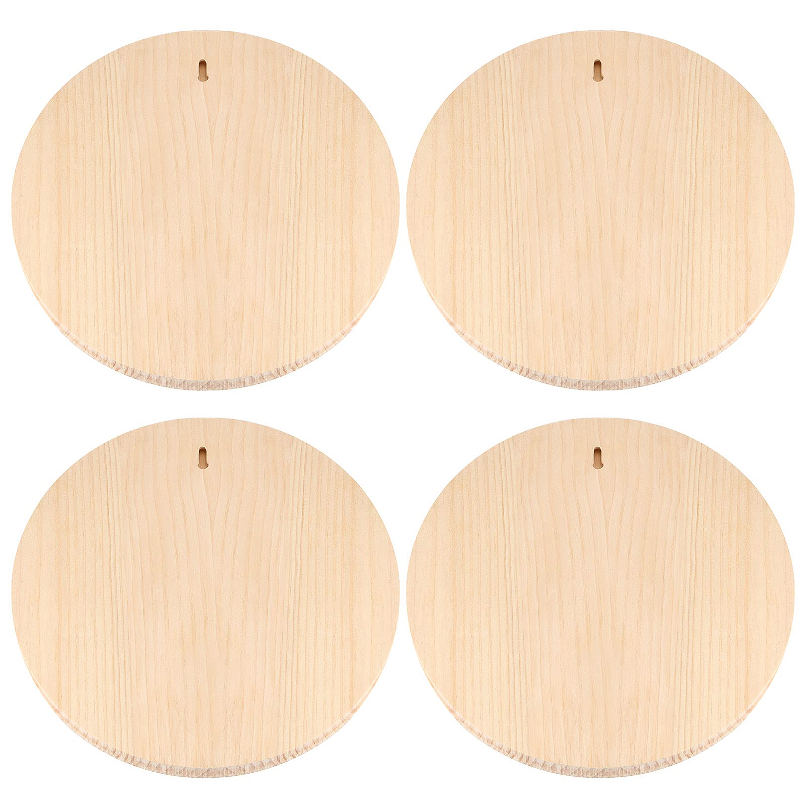 MUKLEI 4 Pack 12 Inch Round Wood Plaque, 3/4 Inch Thick Unfinished Wooden Circle Plaque Wooden Base for Craft Projects, Painting, Woodcarving, DIY Sign - WoodArtSupply