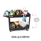 Stand Steady Original Tubstr Extra Large Two Shelf Utility Service Cart - Supports up to 500 lbs., Heavy-Duty Rolling Service Cart for Warehouse, Stand Steady
