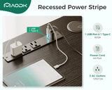 AODK 48 Inch Black Gaming Desk with Fabric Drawers, Power Outlets, and Storage Shelves AODK